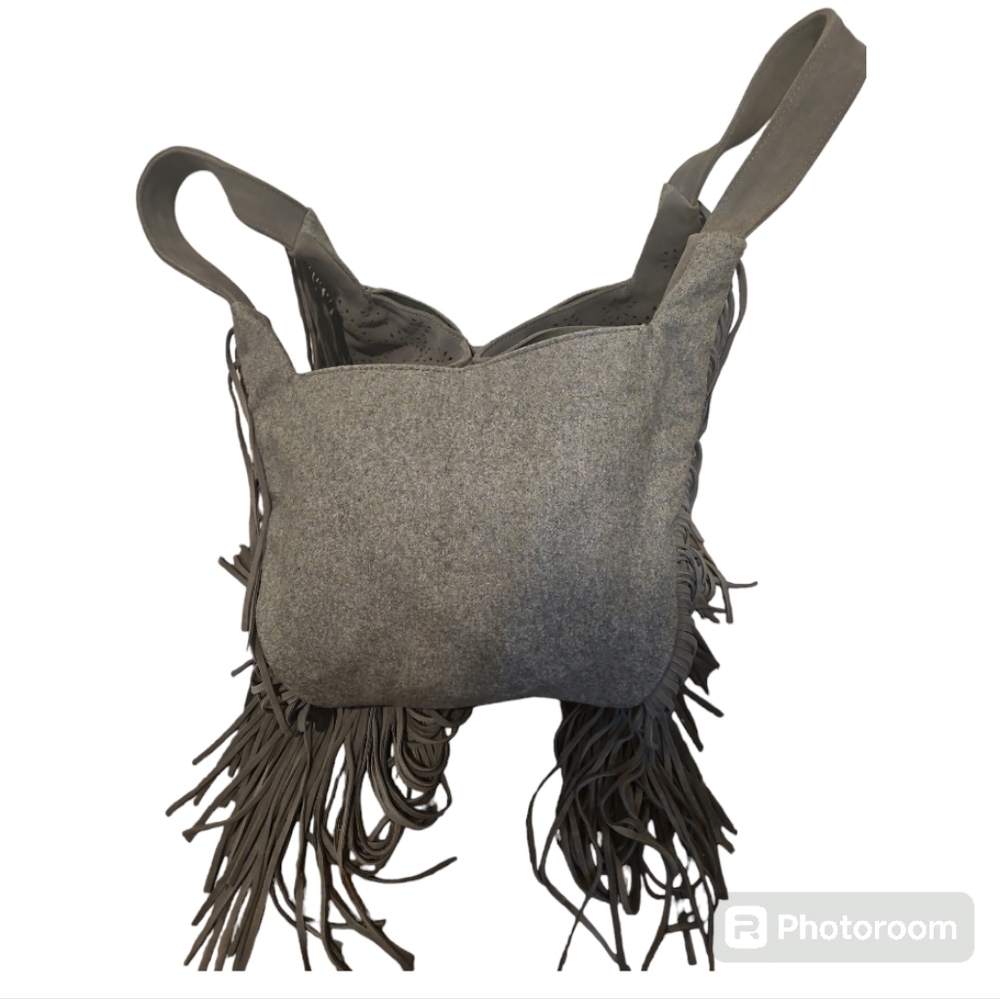🥳SOLD🥳Johnny Was Elodie Laser Cut Suede Leather Fringe Shoulder Hobo Bag - Picture 8 of 15